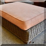 L01. Restoration Hardware indoor outdoor wicker ottoman with cushion 15”h x 32” x 23” - $225 